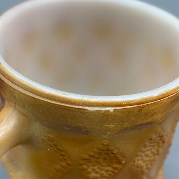 Fire-King Kimberly Brown Diamond Pattern Milk Glass Mug Anchor Hocking 1960s - Picture 6 of 9